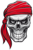 Pirate Mate Skull with Bandana Sticker