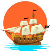 Pirate Ship at Sunset Sticker