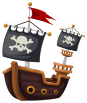 Pirate Ship Jolly Roger Flag Sticker