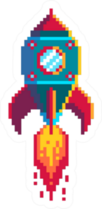 Pixel Art Flying Rocket Sticker