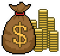 Pixel Art Gold Money Sticker