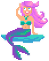 Pixel Art Mermaid On Stone Sticker