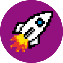 Pixel Art Rocket Circle Sticker