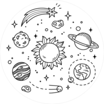 Planet And Space Doodles Sticker