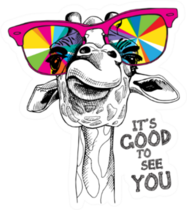 Portrait Of A Giraffe It's Good To See You Lettering Sticker