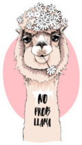 Portrait Of Llama With A Chamomile Flowers Sticker