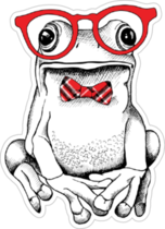 Poster With A Picture Of A Frog Wearing Glasses Sticker