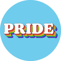 Pride Rainbow Lettering In Retro Style On Blue Sticker