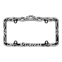 Princess Black and Chrome Metal License Plate Frame