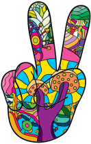 Psychedelic Hand Peace Sign Hippie Sticker