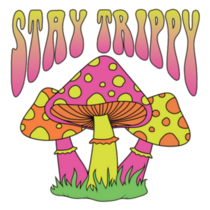 Psychedelic Hippie "Stay Trippy" Cool Mushrooms Sticker