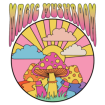 Psychedelic Magic Mushroom Colorful Lettering Sticker