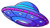 Purple Alien UFO Sticker