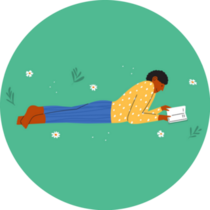 Reading In The Park Illustration Sticker