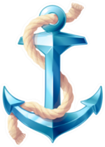 Realistic Vintage Sea Anchor Rope Iron Icon Sticker