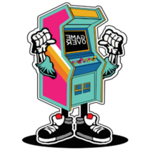 Retro Gaming Machine Character Sticker