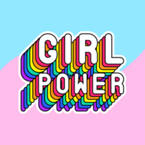 Retro Rainbow Girl Power Sticker