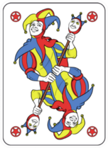 Reversible Joker Displayed Inside His Playing Card Sticker