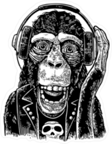 Rock and Roll Monkey Sticker