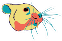 Saber-toothed Hamster Head In Bright Cheerful Colors Sticker