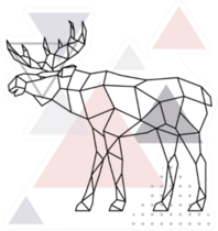 Scandinavian Moose, Geometric Illustration Sticker