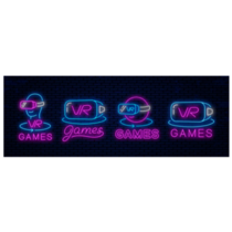 Set of Neon Icons for Virtual Reality Sticker