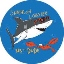 Shark and Lobster Best Dude Sticker