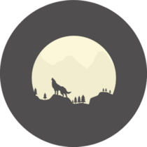 Silhouette Of A Howling Coyote In Front Of The Moon Sticker