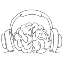 Single Continuous Line  Human Brain Listening Music Sticker