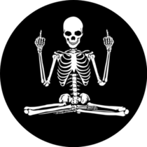 Sitting Skeleton Double Middle Fingers Sticker 