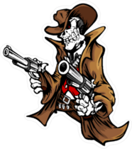 Skeleton Cowboy with Pistols Sticker