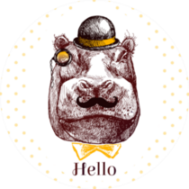 Sketch Of Hippopotamus Head Bow Tie Sticker