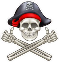 Skull And Crossbones Thumbs Up Pirate Sticker