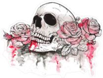 Skull And Flowers Day Of The Dead Illustration Sticker