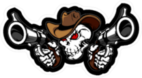 Skull Cowboy Aiming Guns Sticker