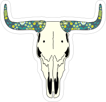 Skull Of Bull Cow With Painted Horns Sticker