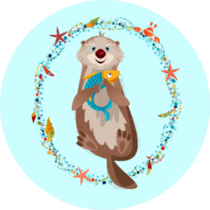 Smiling Sea Otter Holding A Fish In Paws Sticker