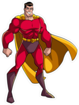 Smiling Superhero Standing Tall Sticker