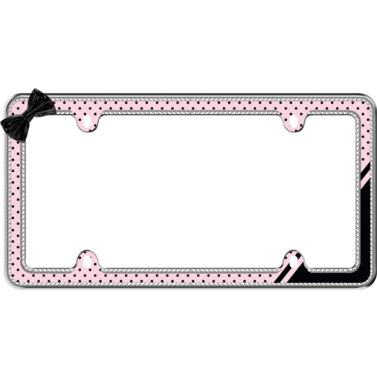 Sparkling Retro Polka Dot Glitter License Plate Frame 