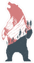 Standing Bear With A Mountain Landscape Sticker