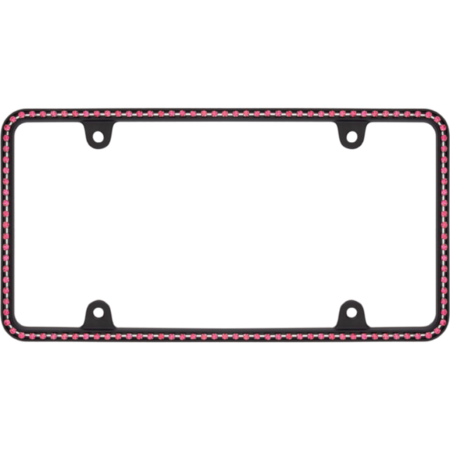 Thin Pink Diamonds on Matte Black License Plate Frame