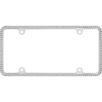 Thin White Diamonds on Chrome License Plate Frame