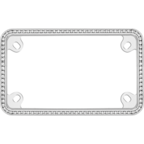 Thin White Diamonds on Chrome Motorcycle License Plate Frame