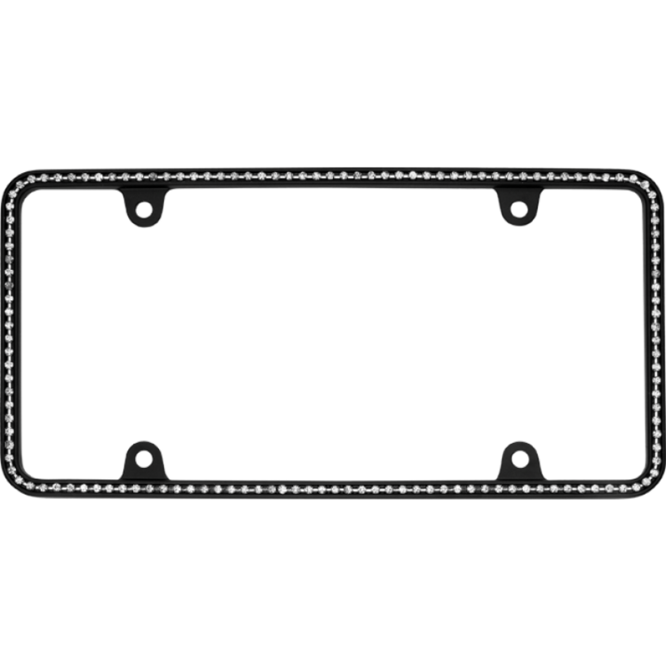 Thin White Diamonds on Matte Black License Plate Frame 