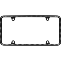 Thin White Diamonds on Matte Black License Plate Frame