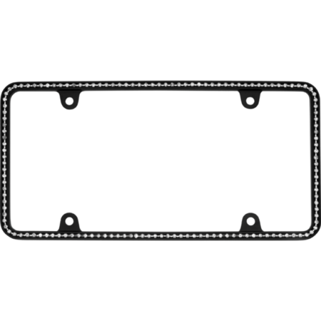 Thin White Diamonds on Matte Black License Plate Frame