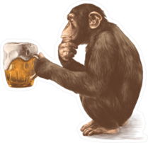 Thoughtful Monkey With A Glass Of Beer Sticker