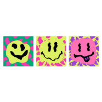 Three Melting Happy Faces Psychedelic Sticker