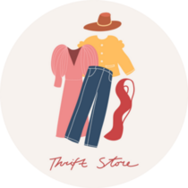 Thrift Store Fashion Illustration Sticker