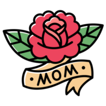 Traditional American Style Rose Mom Tattoo